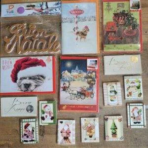 Cod.R2) Set Lotto Biglietti Natale Christmas Pop Up Chiudi pacco, scritta