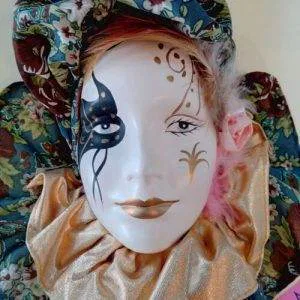 MV1 Maschera Ceramica Stile Veneziano Carnevale Artigianale handmade dipinta