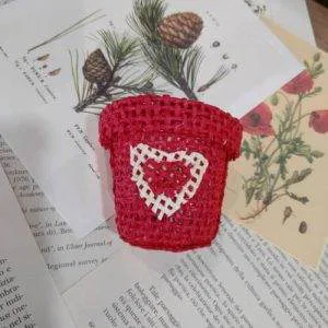 Vasetto Retato Rosso Cuore Bianco  Idea Creativa