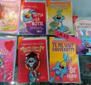 LA19   7pz LOTTO LUPO ALBERTO BIGLIETTI AUGURI stock CARTOLERIA collezione