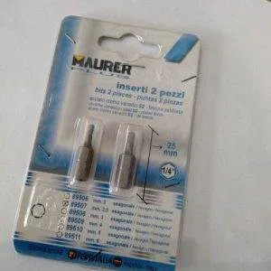 MAUER 2pz Inserto esagonale mm 2,5  lunghezza 25mm 89507