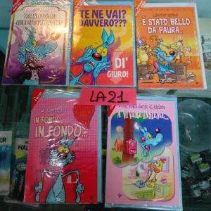 LA21 5pz LOTTO LUPO ALBERTO BIGLIETTI AUGURI stock CARTOLERIA collezione