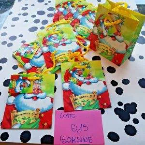 COD.D15)  LOTTO NATALE 12PZ BORSINE REGALO BAGS GIFT REGALI CHRISTMAS OFFERTA