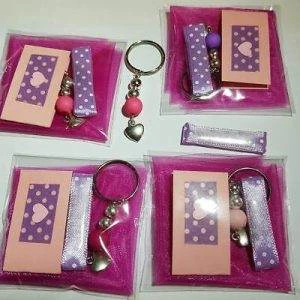 BB21) BOMBONIERE BIMBA BATTESIMO CRESIMA COMUNIONE CUORE ROSA FUCSIA PINK HEART