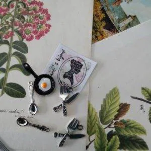 Charms Ciondoli Cucina Posate Uovo Mix Lotto 5 PZ Misti (Cod.BB16) Bigiotteria