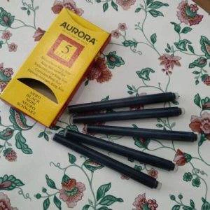 B) Vintage Conf 5 Cartucce stilografica Aurora Inchiostro Nero Raro