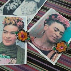 Frida Orecchini Clips Hand Made Artigianato Kahlo Inspired (FK5 Etnico Messico