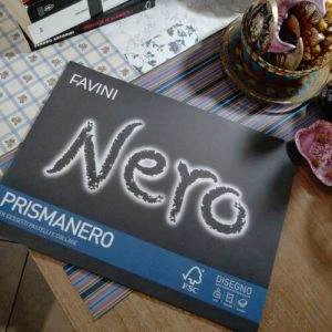 ALBUM FAVINI PRISMANERO 10 FOGLI 24x33cm-NERO 128gr x Gessetti Pastelli Collage