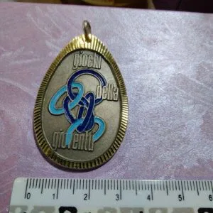 Medaglia Giochi Gioventù Anni 70/80 Sportiva Colore Argento Blu Rara Ovale