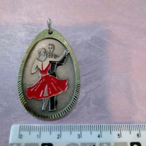 Medaglia Ballo Anni 70/80 Sportiva Colore Argento Rara Ovale Ottone