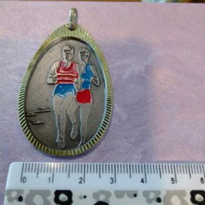 Medaglia Corsa Anni 70/80 Sportiva Colore Argento Rara Ovale Ottone