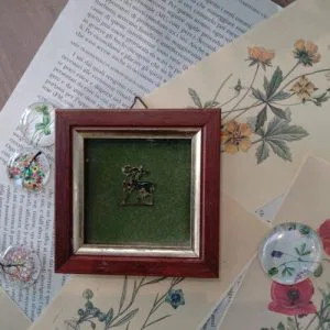 AR36)   Quadretto Vetro Lamina Oro Sagittario Vintage Raro Collezione Zodiaco