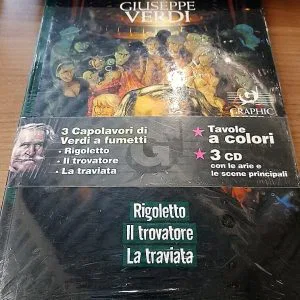 GIUSEPPE VERDI RIGOLETTO IL TROVATORE LA TRAVIATA FUMETTI TAVOLE CD SONY NUOVO
