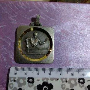 Medaglia Ping Pong Anni 70/80 Sportiva Colore Argento Rara Quadrata Ottone