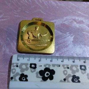 Medaglia Ping Pong Anni 70/80 Sportiva Colore Oro Rara Quadrata Ottone