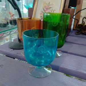 MR7) Set 3 Bicchieri In Vetro Artigianato MammaRo' Toscana Vintage Rari Colorati