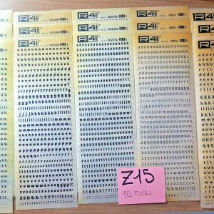 COD Z15 Lotto R41 trasferibili 15 fogli 25X8,5 introvabili LETTERE 4,3 MM