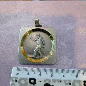 Medaglia Bocce Anni 70/80 Sportiva Colore Argento Rara Quadrata Ottone