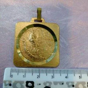 Medaglia Pesca Anni 70/80 Sportiva Colore Oro Rara Quadrata Ottone