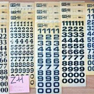 COD Z11 Lotto R41 trasferibili 15 fogli 25X8,5 introvabili NUMERI 16 mm r16 u16