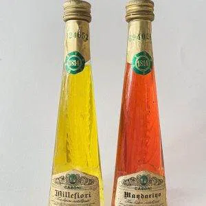 (cod:3)  COPPIA BOTTIGLIETTE MIGNON CASONI FINE LIQUORE CRISTALLIZZATO