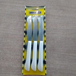 6 Coltelli Ausonia Manico Bianco Tutto Seghettato Acciaio Temprato cod.61640
