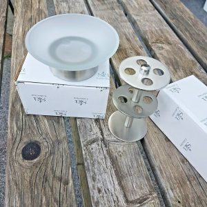 PORTA SAPONE PORTA SPAZZOLINO ACCIAIO VETRO SATINATO INOX SET KIT ACCESSORI