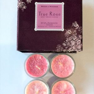candele Woods of Windsor set 4pz true rose idea regalo cofanetto made in england