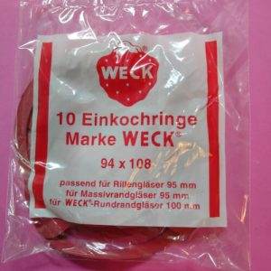Kit 10 Guarnizioni x Vasetto Conserve Weck Ćø 10 cm in Gomma Vaso cottura 94x108