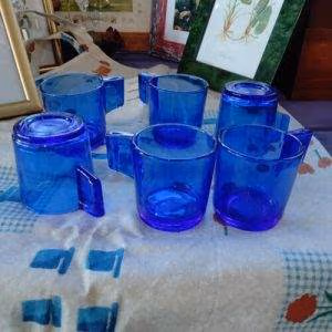 Cerve Set 6 Tazzine Vetro Colore Blu Rare Serie CaffĆØ Orange Italy Tazze Coffee