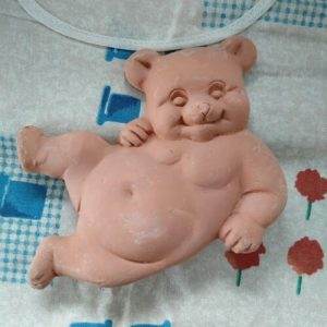 " Le Terrecotte "  Orso Orsetto In Terracotta Artigianale Decorazione